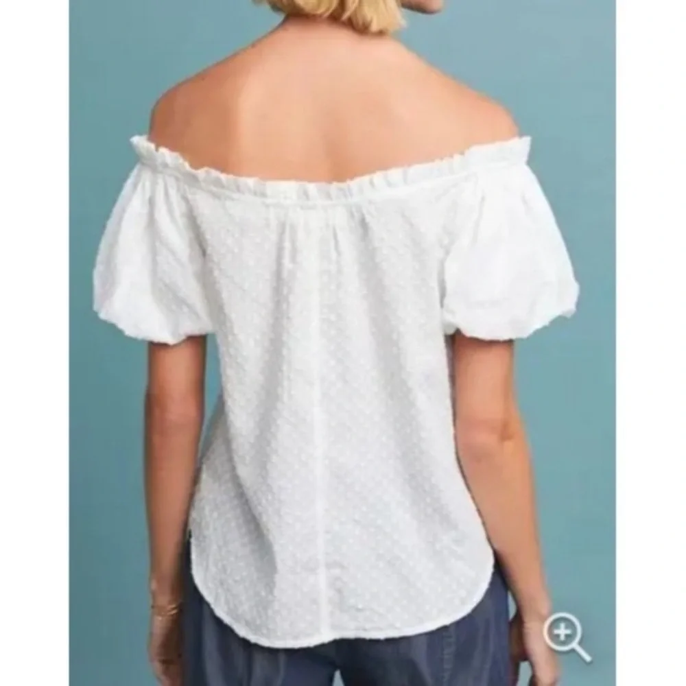 Maeve by Anthropologie White off the Shoulder Sojourner Top​​​​​